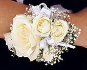 White Ice Roses Wristlet in Ellicott City MD, Wessel's Florist & Weddings